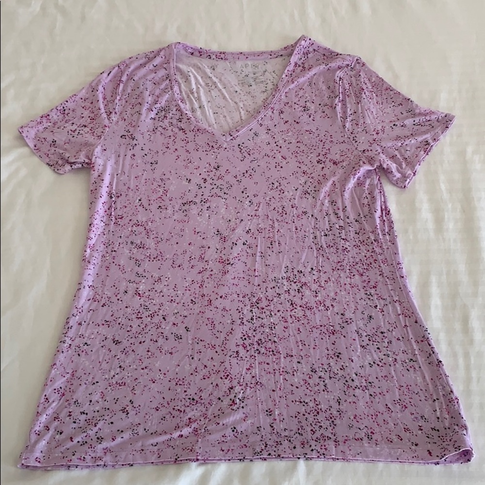 Apt 9, v-neck, short sleeve, purple tee, large